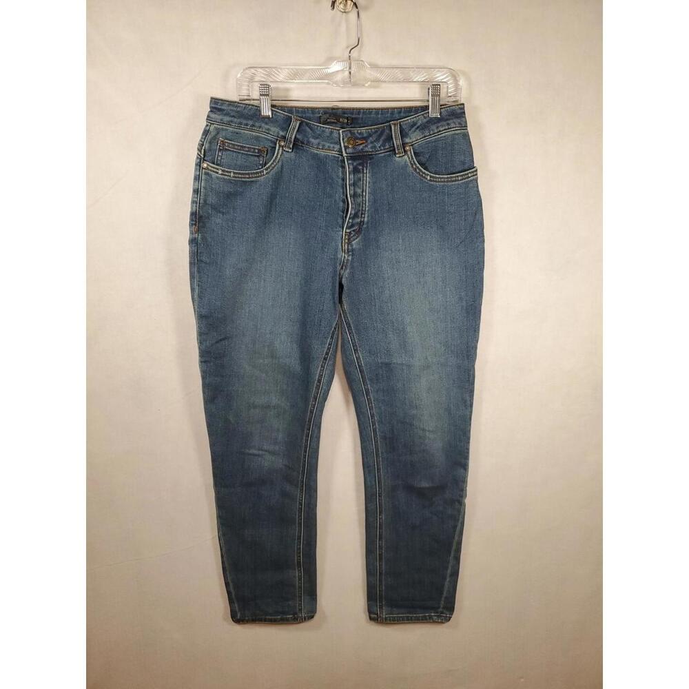 Prana Buxton Slim Boyfriend Jeans Womens 8/29 Blue Stretch Button Fly